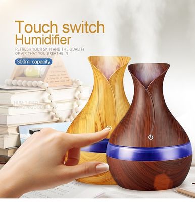 Compact 300 ml houten bloemvase design Ultrasone luchtbevochtiger Diffuser voor thuis