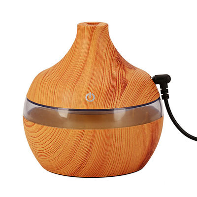 Kleine grootte 300 ml houtkorrel koel mis kamer luchtbevochtiger met kleurveranderend LED-licht