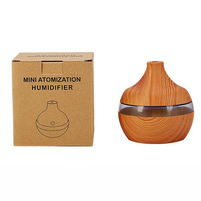 5V Draagbare 300ML 7 Kleurverandering Houtontwerp USB oplaadbare luchtbevochtiger voor timingfunctie